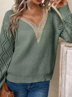 V-Neck Openwork Sweater