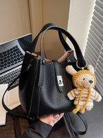 Bucket Crossbody Bag with Bear Charm