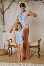 Marina West Swim Bring Me Flowers V-Neck One Piece Swimsuit In Thistle Blue - Ladyez