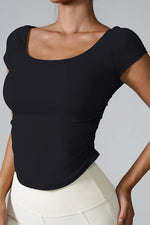 Round Neck Short Sleeve Active T-Shirt - Ladyez