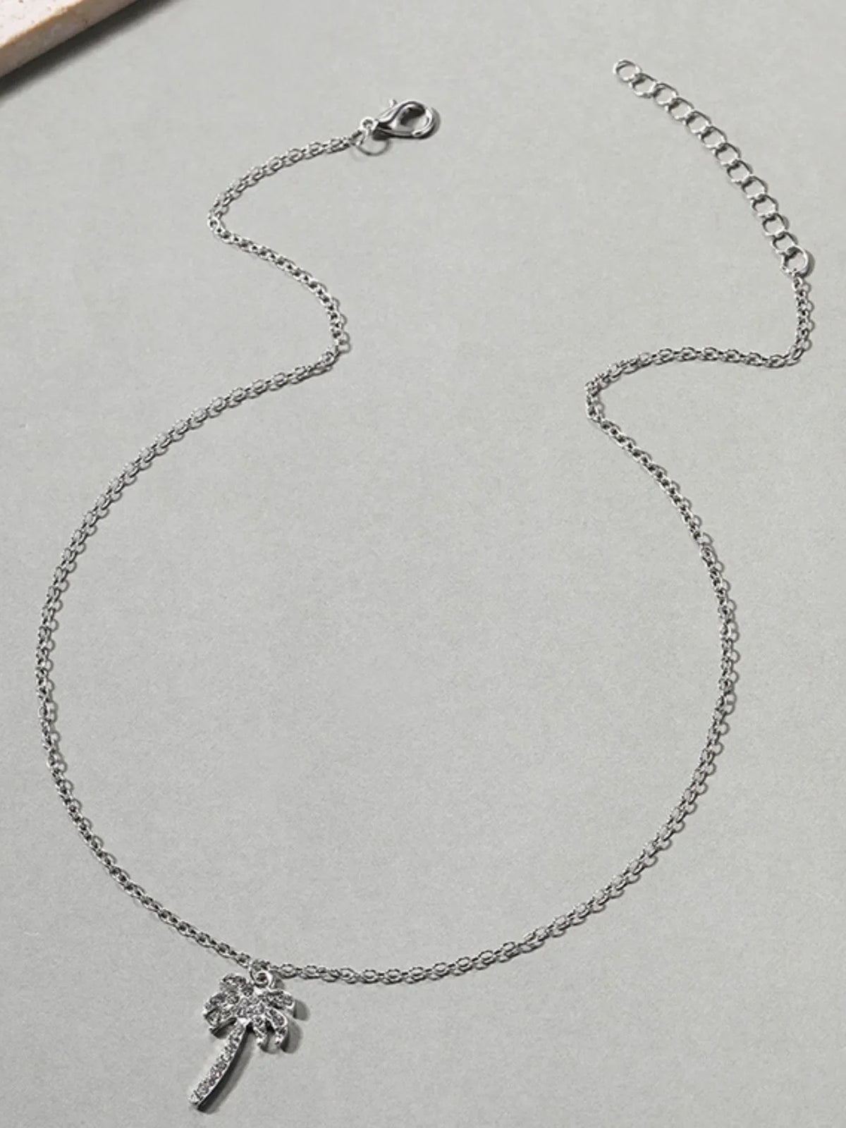 Zircon Palm Tree Pendant Necklace