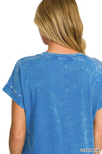 Zenana Washed Exposed Seam Short Sleeve T-Shirt Dress