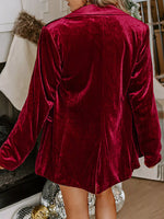 Velvet Lapel Collar Button Up Blazer