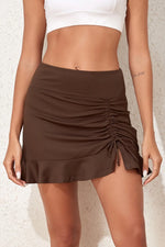 Ruched Elastic Waist Swim Skirt - Ladyez