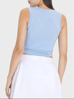 Millennia Drawstring Ruched Wide Strap Active Tank - Ladyez