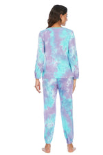 Tie-Dye Top and Drawstring Pants Lounge Set - Ladyez