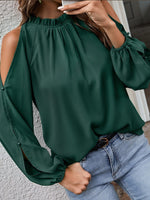 Cold Shoulder Frill Neck Blouse