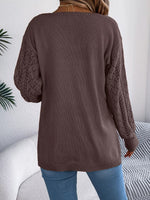 Openwork Open-Front Long Sleeve Cardigan