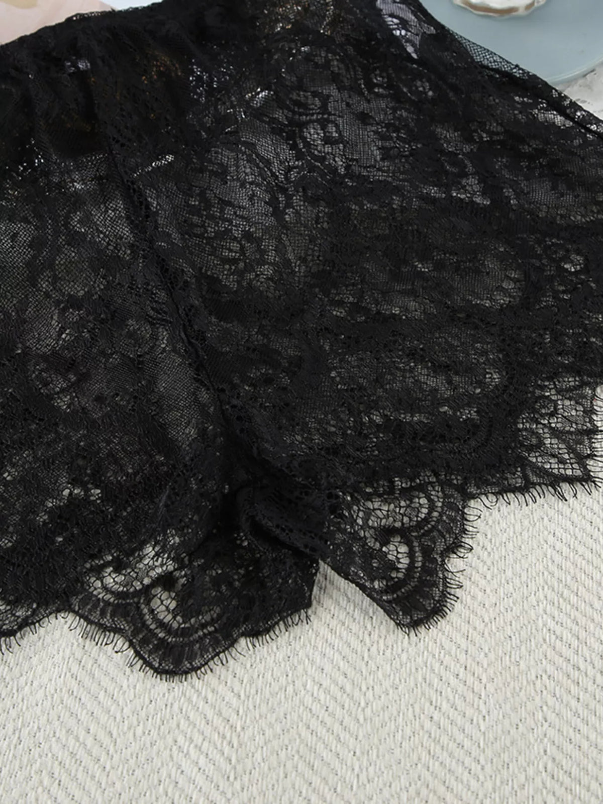 Lace Tube Top & Cardigan and Shorts Three-Piece Lounge Set