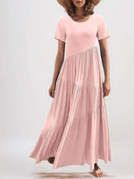 Round Neck Tiered Ruffle Maxi Dress - Ladyez