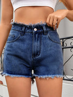 Washed Raw Hem Denim Shorts