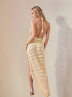 Hollow Out Halter Neck Cover-Up Dress - Ladyez
