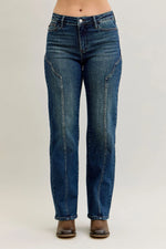 Judy Blue Full Size Seam Detail Straight Leg Jeans Plus Size - Ladyez