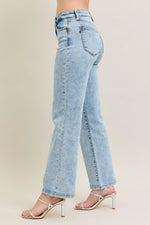 Judy Blue Full Size High Waist Stone Wash Straight Jeans Plus Size - Ladyez