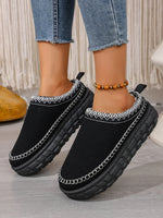 Embroidered Trim Round Toe Platform Boots - Ladyez