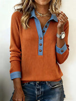 Full Size Half Button Ribbed Long Sleeve Knit Top Plus Size
