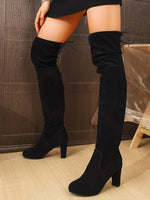 Suede Over-The-Knee High Heel Boots - Ladyez