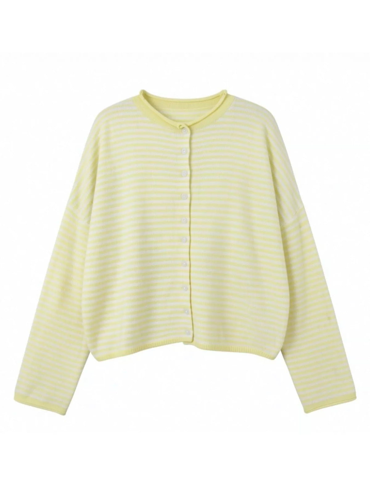 Button-Down Striped Knit Cardigan