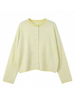Button-Down Striped Knit Cardigan