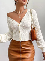 Cable Knit Button-Down Cardigan