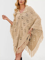 Fringe Openwork Knit Cover Up