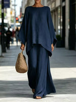 Full Size Batwing Sleeve Top and Wide-Leg Pants Set Plus Size
