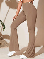 Full Size High-Waist Flare Active Pants Plus Size - Ladyez