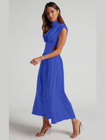 Cutout Mock Neck Sleeveless Ruched Dress - Ladyez