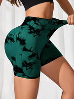 Tie-Dye High Waist Active Shorts - Ladyez
