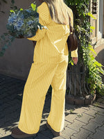 Striped Button Up Shirt and Pants Set