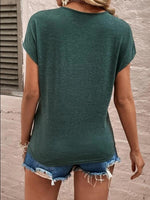 Full Size Lace Detail V-Neck Short Sleeve T-Shirt - Ladyez