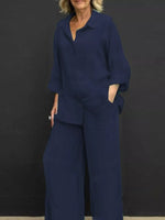 Full Size Long Sleeve Shirt and Pants Set Plus Size