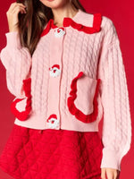 Christmas Santa Cable Knit Cardigan