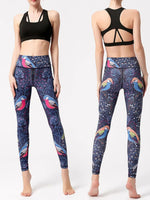 Printed High Waist Active Leggings - Ladyez