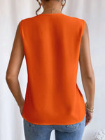 V-Neck Pleated Sleeveless Cami Tank Top - Ladyez