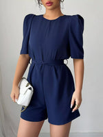 Tie Waist Short Sleeve Romper