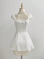 Polka Dot Lace Trim Mini Dress
