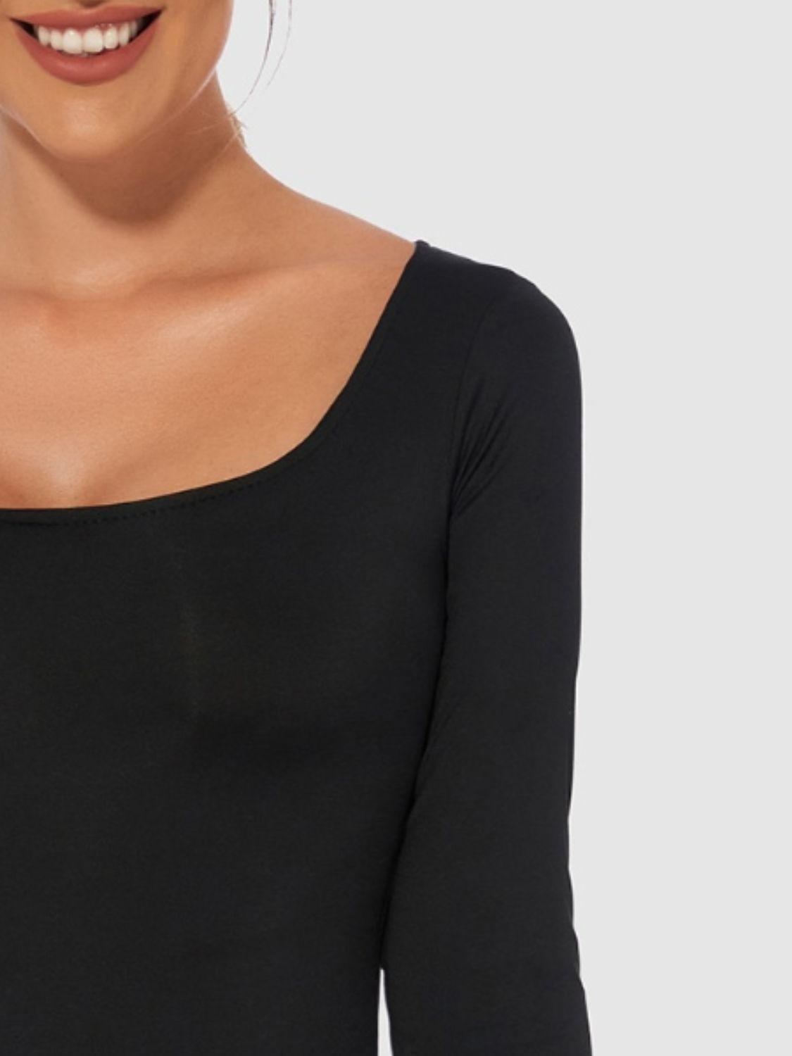Full Size Scoop Neck Long Sleeve Bodysuit - Ladyez