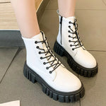 Round Toe Lace-Up Chunky Boots