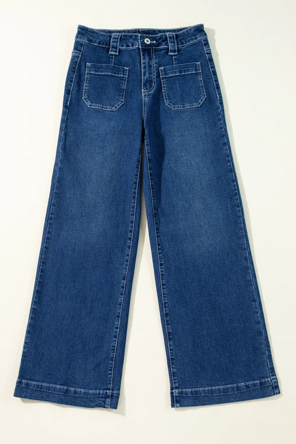 Wide Leg Pocketed High Waist Jeans - Ladyez