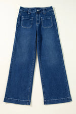 Wide Leg Pocketed High Waist Jeans - Ladyez