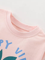 Children's Happy Vibes Graphic Tee & Denim Shorts Set