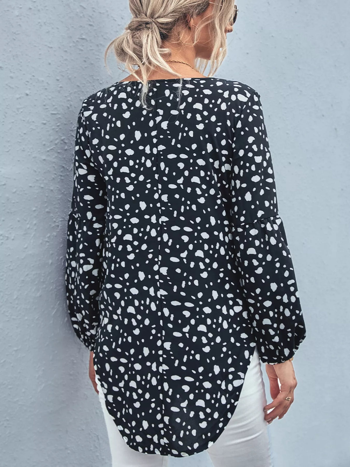 Animal Print V-Neck Blouse