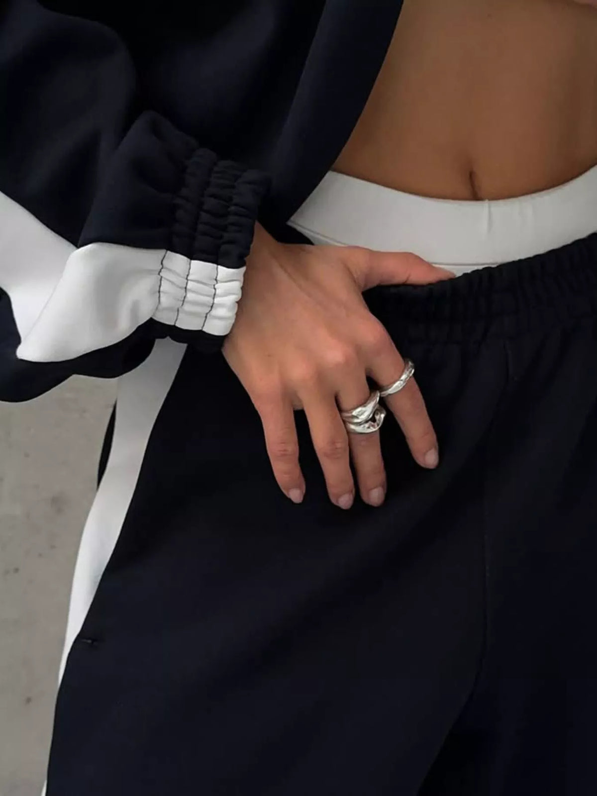 Zip Up Long Sleeve Outerwear and Pants Set