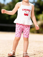 Children's Cherry Print Summer Outfit Set