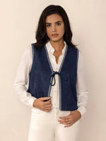 Tied Contrast Trim Vest