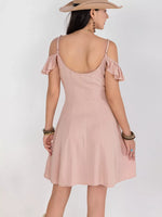 Floral Lace Trim Cold Shoulder A-Line Dress