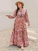 Plus Size Floral Print Long Sleeve Maxi Dress