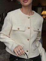 Tweed Button Up Cropped Outerwear