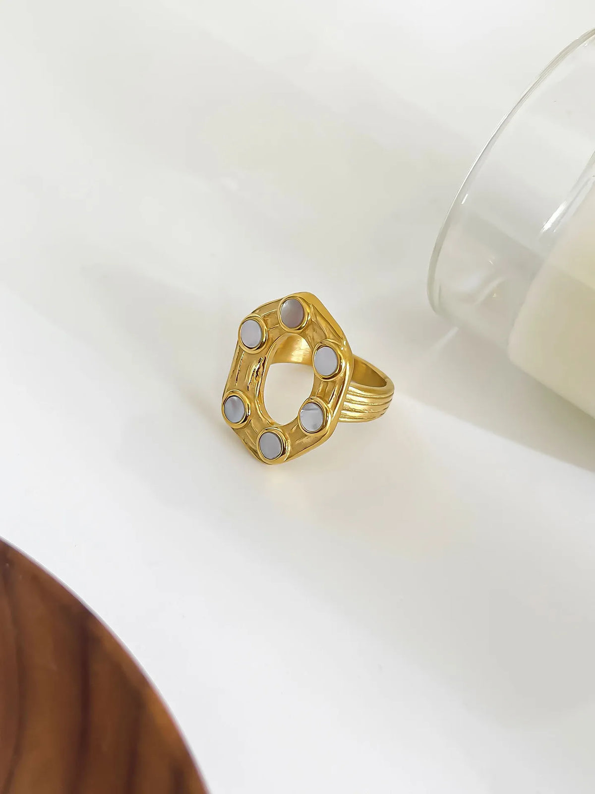 18K Gold-Plated Oval Statement Ring - Ladyez